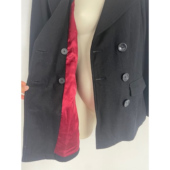 Size Medium BLACK WOOL-BLEND MOTHERHOOD MATERNITY COAT Peacoat Jacket Winter - Picture 6 of 11